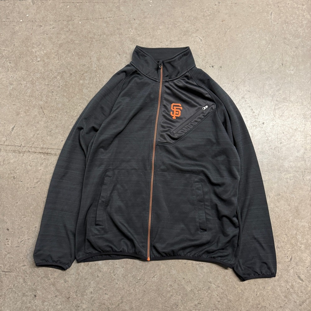 San Francisco Giants MLB Full Zip Track Jacket Black Orange Mens XXL SF Logo‎
